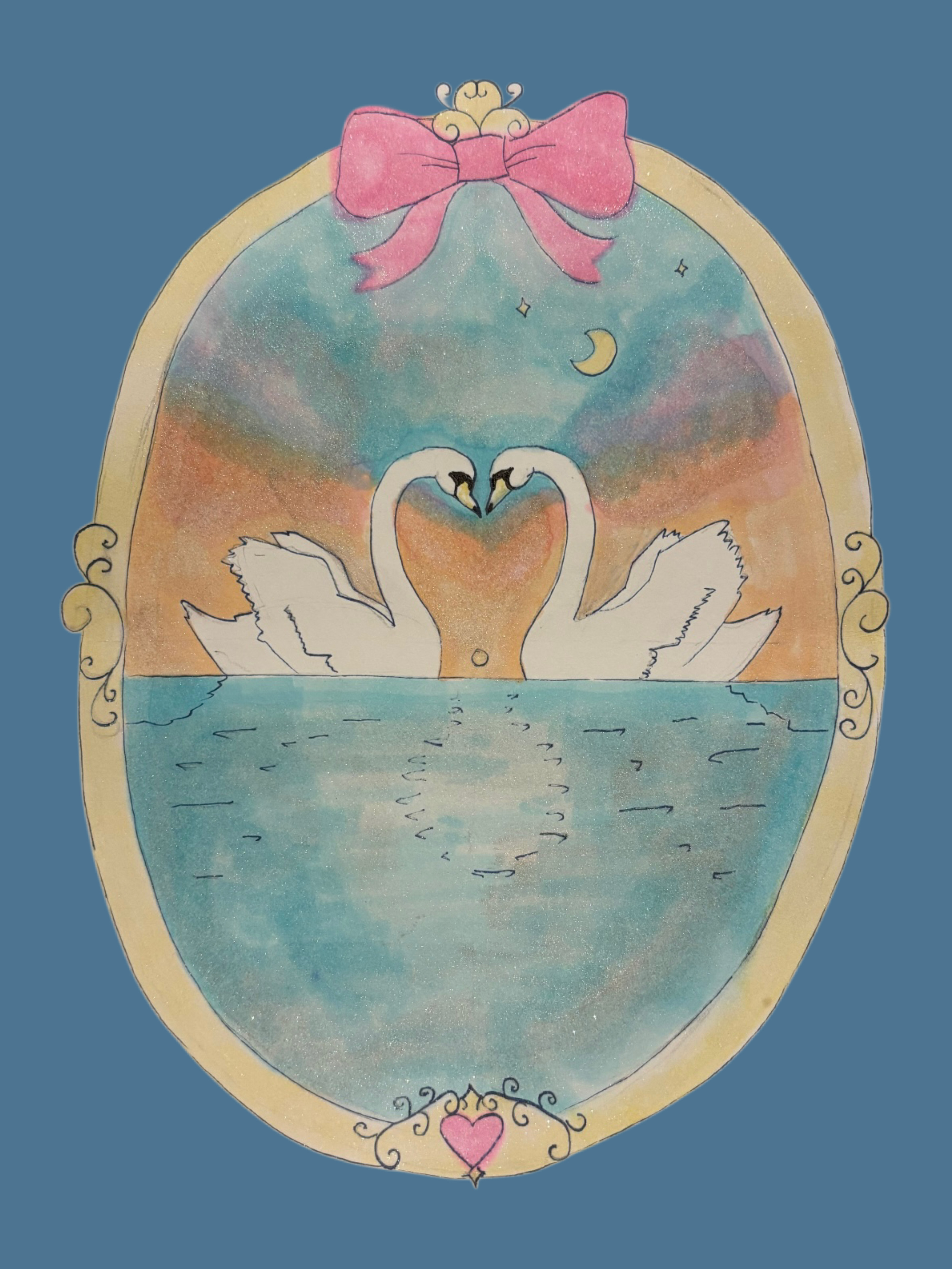Swan Lovers hand made print